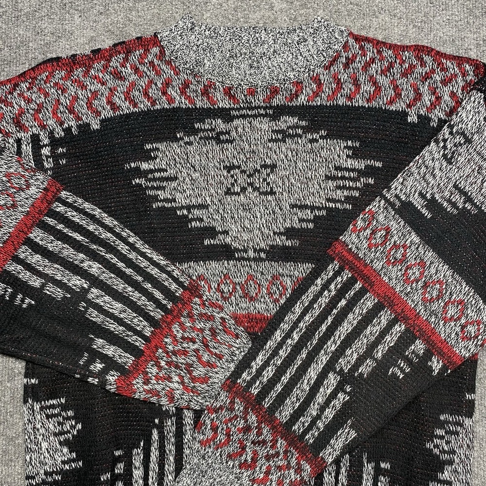 Vintage Sostanza Sweater Mens Med Red Black Aztec Southwestern Acrylic Pullover